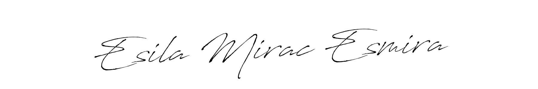 How to make Esila Mirac Esmira name signature. Use Antro_Vectra style for creating short signs online. This is the latest handwritten sign. Esila Mirac Esmira signature style 6 images and pictures png