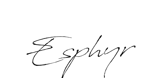 Similarly Antro_Vectra is the best handwritten signature design. Signature creator online .You can use it as an online autograph creator for name Esphyr. Esphyr signature style 6 images and pictures png