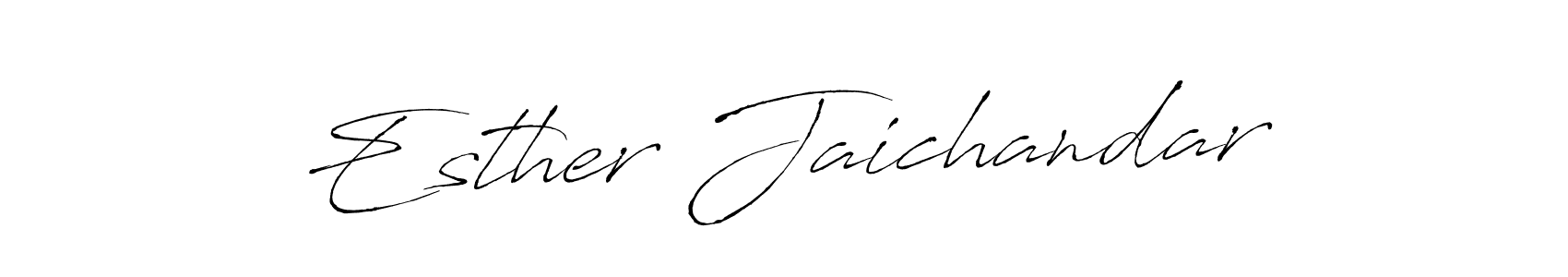 Antro_Vectra is a professional signature style that is perfect for those who want to add a touch of class to their signature. It is also a great choice for those who want to make their signature more unique. Get Esther Jaichandar name to fancy signature for free. Esther Jaichandar signature style 6 images and pictures png