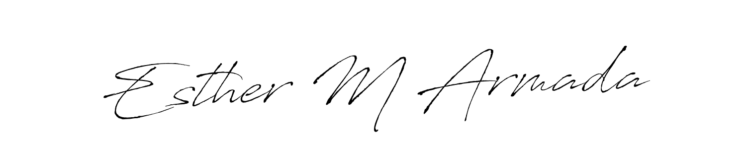 How to make Esther M Armada name signature. Use Antro_Vectra style for creating short signs online. This is the latest handwritten sign. Esther M Armada signature style 6 images and pictures png