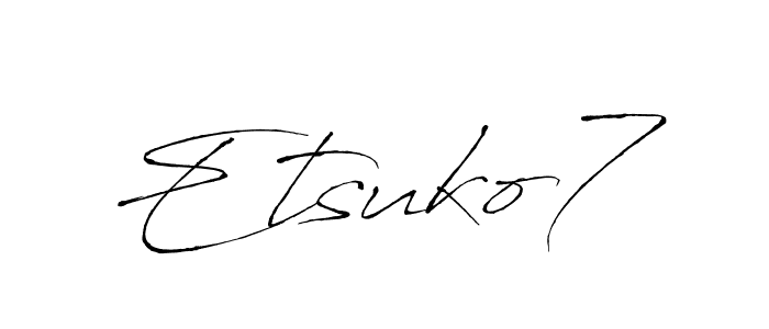 How to make Etsuko7 name signature. Use Antro_Vectra style for creating short signs online. This is the latest handwritten sign. Etsuko7 signature style 6 images and pictures png