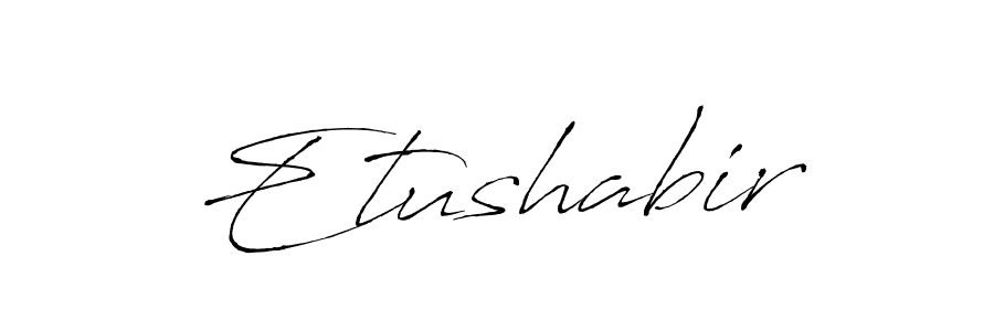 Antro_Vectra is a professional signature style that is perfect for those who want to add a touch of class to their signature. It is also a great choice for those who want to make their signature more unique. Get Etushabir name to fancy signature for free. Etushabir signature style 6 images and pictures png