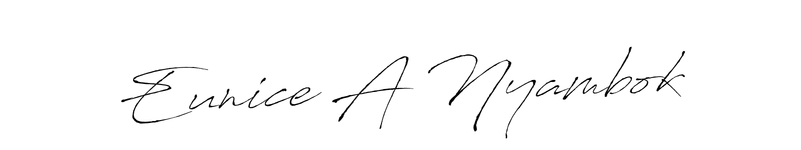 You should practise on your own different ways (Antro_Vectra) to write your name (Eunice A Nyambok) in signature. don't let someone else do it for you. Eunice A Nyambok signature style 6 images and pictures png