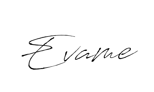 Design your own signature with our free online signature maker. With this signature software, you can create a handwritten (Antro_Vectra) signature for name Evame. Evame signature style 6 images and pictures png