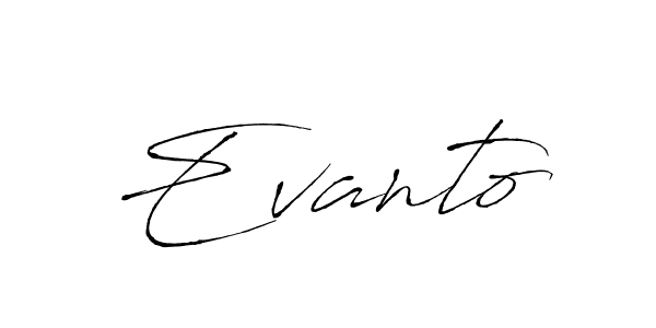Use a signature maker to create a handwritten signature online. With this signature software, you can design (Antro_Vectra) your own signature for name Evanto. Evanto signature style 6 images and pictures png