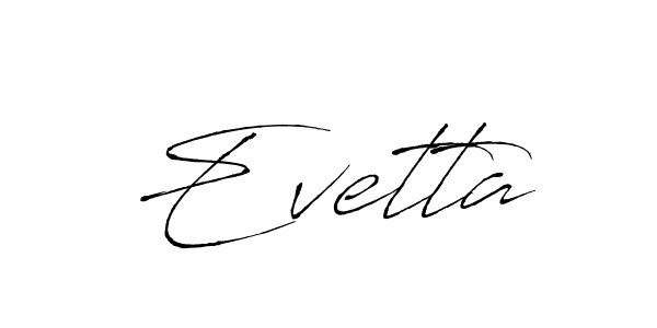 Design your own signature with our free online signature maker. With this signature software, you can create a handwritten (Antro_Vectra) signature for name Evetta. Evetta signature style 6 images and pictures png
