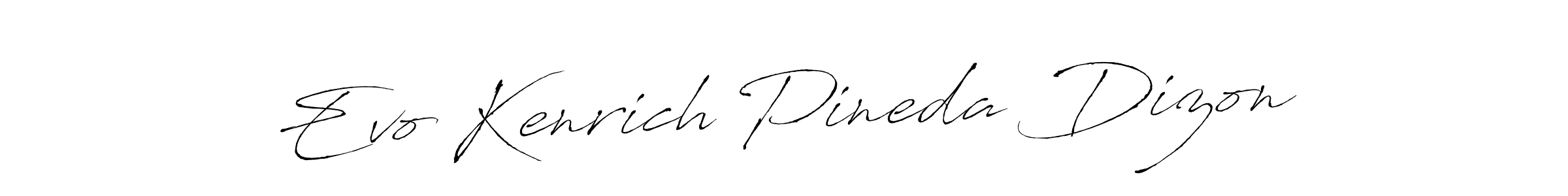 How to make Evo Kenrich Pineda Dizon name signature. Use Antro_Vectra style for creating short signs online. This is the latest handwritten sign. Evo Kenrich Pineda Dizon signature style 6 images and pictures png