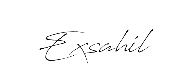 Make a beautiful signature design for name Exsahil. With this signature (Antro_Vectra) style, you can create a handwritten signature for free. Exsahil signature style 6 images and pictures png