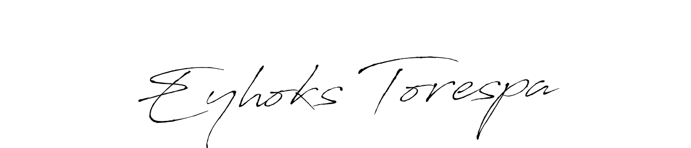 The best way (Antro_Vectra) to make a short signature is to pick only two or three words in your name. The name Eyhoks Torespa include a total of six letters. For converting this name. Eyhoks Torespa signature style 6 images and pictures png