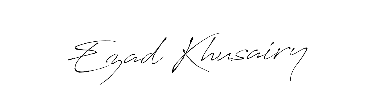 How to make Ezad Khusairy name signature. Use Antro_Vectra style for creating short signs online. This is the latest handwritten sign. Ezad Khusairy signature style 6 images and pictures png