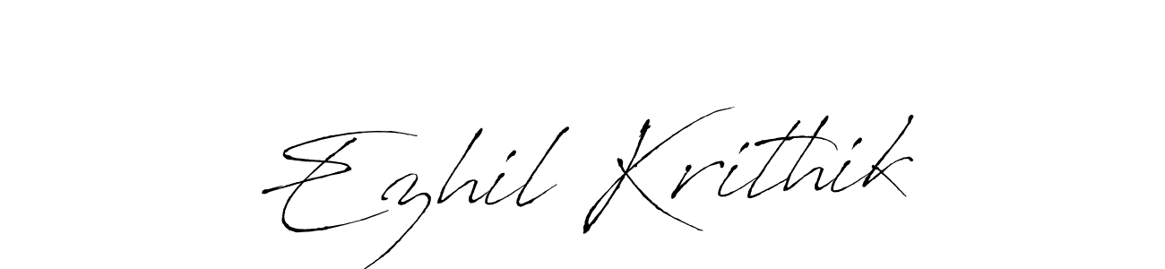 You can use this online signature creator to create a handwritten signature for the name Ezhil Krithik. This is the best online autograph maker. Ezhil Krithik signature style 6 images and pictures png