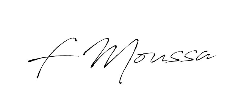 Design your own signature with our free online signature maker. With this signature software, you can create a handwritten (Antro_Vectra) signature for name F Moussa. F Moussa signature style 6 images and pictures png