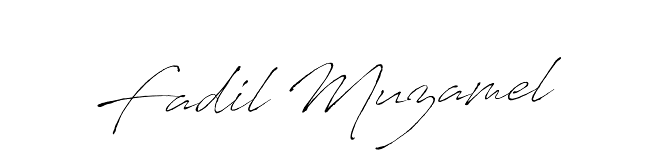How to make Fadil Muzamel name signature. Use Antro_Vectra style for creating short signs online. This is the latest handwritten sign. Fadil Muzamel signature style 6 images and pictures png