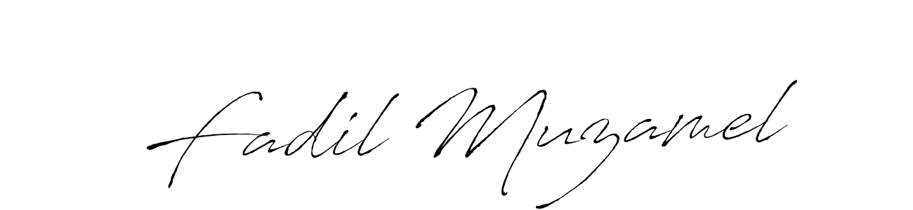 How to make Fadil Muzamel name signature. Use Antro_Vectra style for creating short signs online. This is the latest handwritten sign. Fadil Muzamel signature style 6 images and pictures png