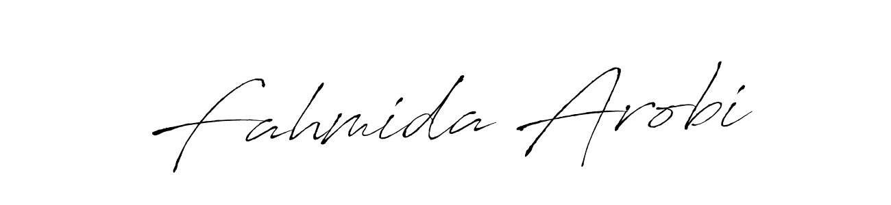 How to make Fahmida Arobi name signature. Use Antro_Vectra style for creating short signs online. This is the latest handwritten sign. Fahmida Arobi signature style 6 images and pictures png