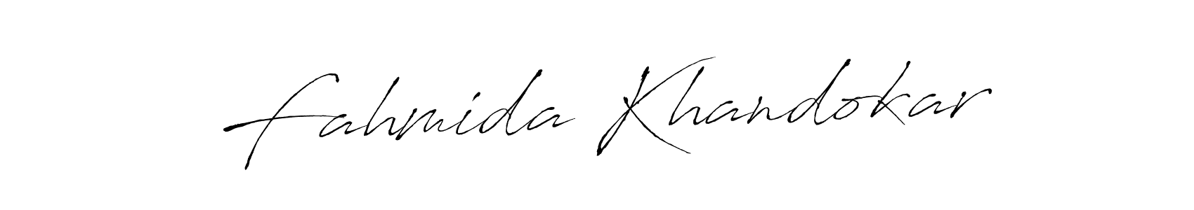 How to make Fahmida Khandokar name signature. Use Antro_Vectra style for creating short signs online. This is the latest handwritten sign. Fahmida Khandokar signature style 6 images and pictures png