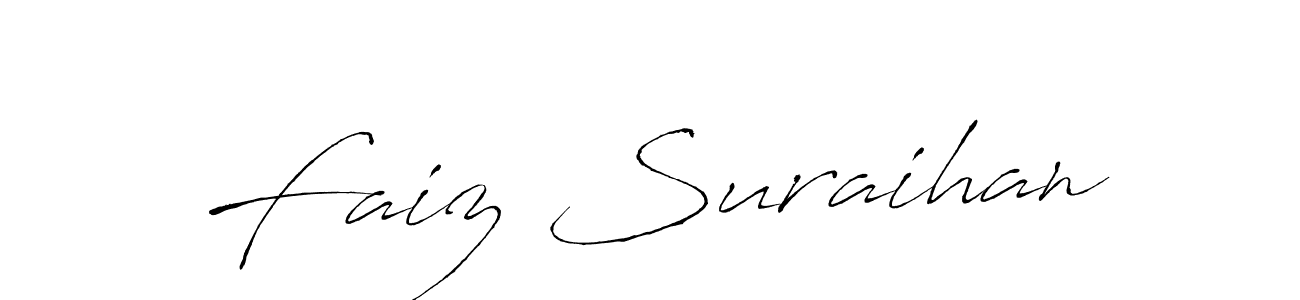 The best way (Antro_Vectra) to make a short signature is to pick only two or three words in your name. The name Faiz Suraihan include a total of six letters. For converting this name. Faiz Suraihan signature style 6 images and pictures png