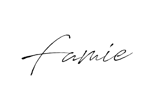 How to make Famie signature? Antro_Vectra is a professional autograph style. Create handwritten signature for Famie name. Famie signature style 6 images and pictures png