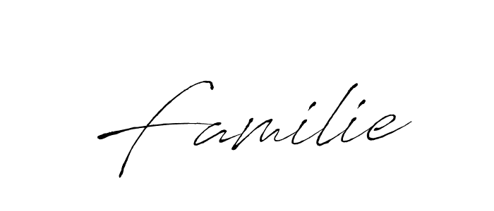 Design your own signature with our free online signature maker. With this signature software, you can create a handwritten (Antro_Vectra) signature for name Familie. Familie signature style 6 images and pictures png