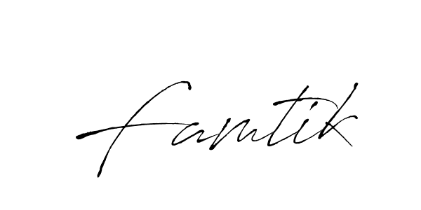 Famtik stylish signature style. Best Handwritten Sign (Antro_Vectra) for my name. Handwritten Signature Collection Ideas for my name Famtik. Famtik signature style 6 images and pictures png