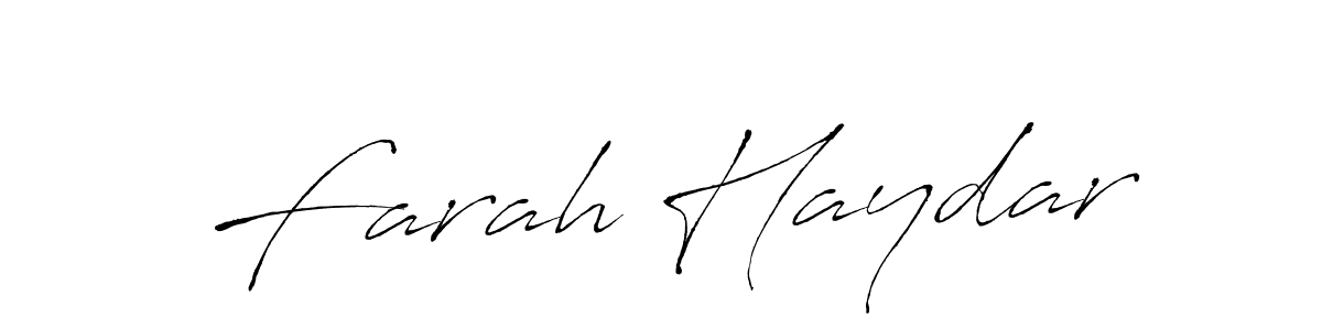 Design your own signature with our free online signature maker. With this signature software, you can create a handwritten (Antro_Vectra) signature for name Farah Haydar. Farah Haydar signature style 6 images and pictures png