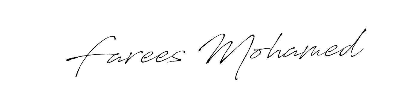 How to make Farees Mohamed name signature. Use Antro_Vectra style for creating short signs online. This is the latest handwritten sign. Farees Mohamed signature style 6 images and pictures png