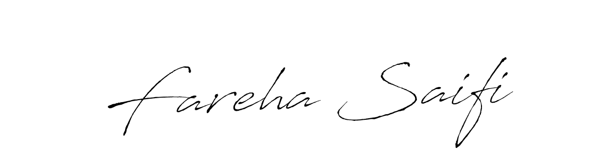 Make a beautiful signature design for name Fareha Saifi. With this signature (Antro_Vectra) style, you can create a handwritten signature for free. Fareha Saifi signature style 6 images and pictures png