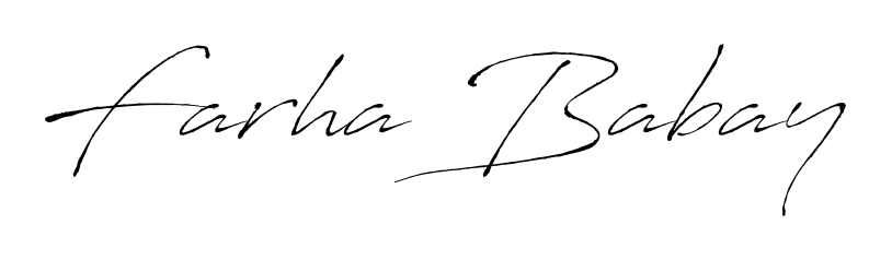 Stand out with a creative autograph for Farha Babay. The Antro_Vectra styling blends modern aesthetics with classic signature flourishes. Farha Babay signature style 6 images and pictures png