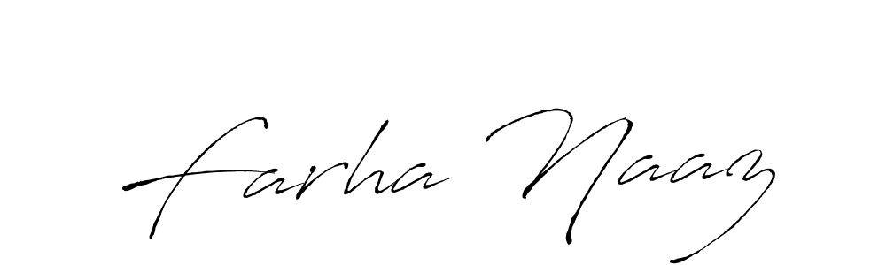 How to make Farha Naaz name signature. Use Antro_Vectra style for creating short signs online. This is the latest handwritten sign. Farha Naaz signature style 6 images and pictures png