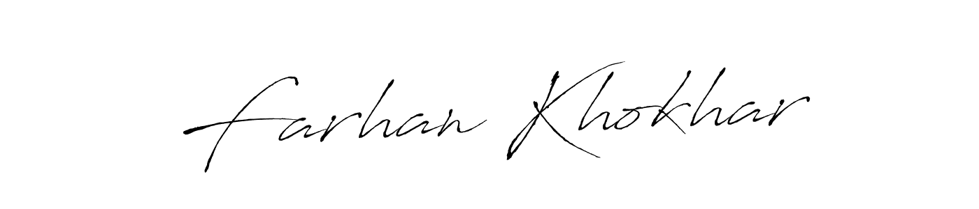 How to make Farhan Khokhar name signature. Use Antro_Vectra style for creating short signs online. This is the latest handwritten sign. Farhan Khokhar signature style 6 images and pictures png