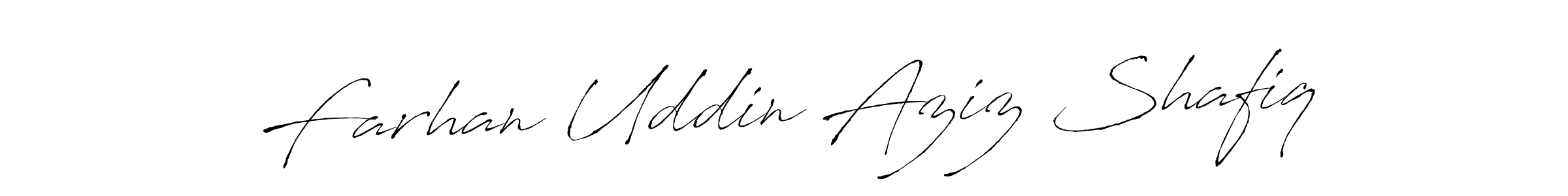 The best way (Antro_Vectra) to make a short signature is to pick only two or three words in your name. The name Farhan Uddin Aziz Shafiq include a total of six letters. For converting this name. Farhan Uddin Aziz Shafiq signature style 6 images and pictures png