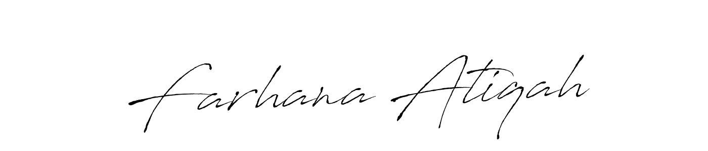 How to make Farhana Atiqah name signature. Use Antro_Vectra style for creating short signs online. This is the latest handwritten sign. Farhana Atiqah signature style 6 images and pictures png