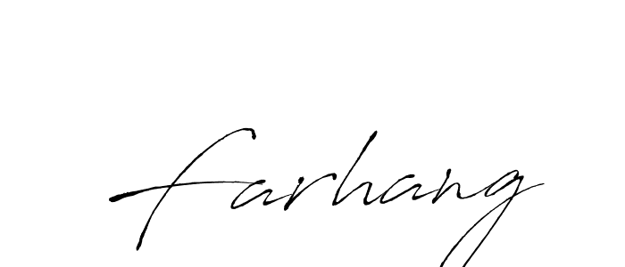 Design your own signature with our free online signature maker. With this signature software, you can create a handwritten (Antro_Vectra) signature for name Farhang. Farhang signature style 6 images and pictures png