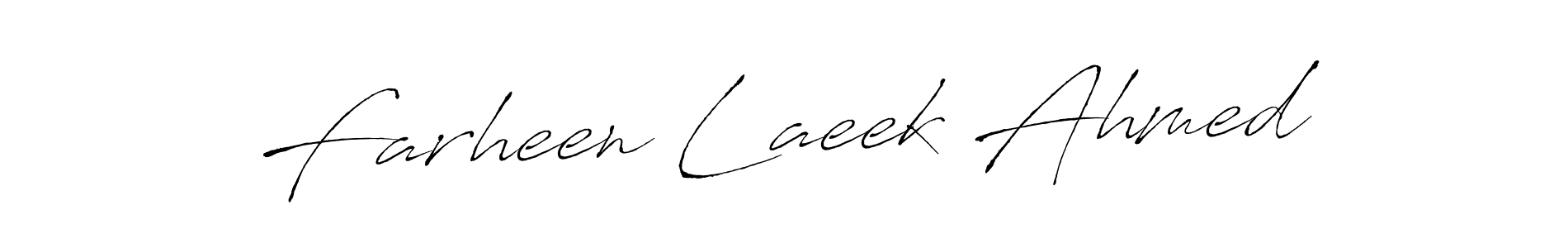 How to make Farheen Laeek Ahmed name signature. Use Antro_Vectra style for creating short signs online. This is the latest handwritten sign. Farheen Laeek Ahmed signature style 6 images and pictures png