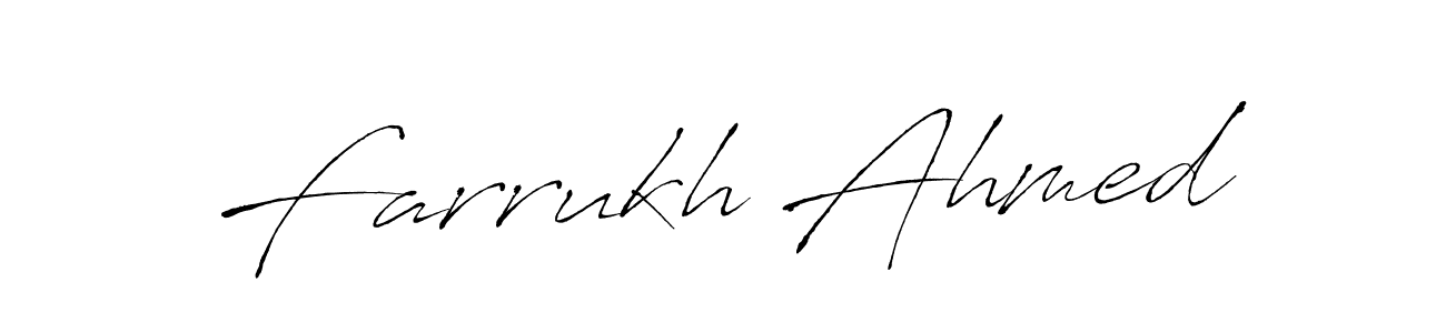 How to make Farrukh Ahmed name signature. Use Antro_Vectra style for creating short signs online. This is the latest handwritten sign. Farrukh Ahmed signature style 6 images and pictures png