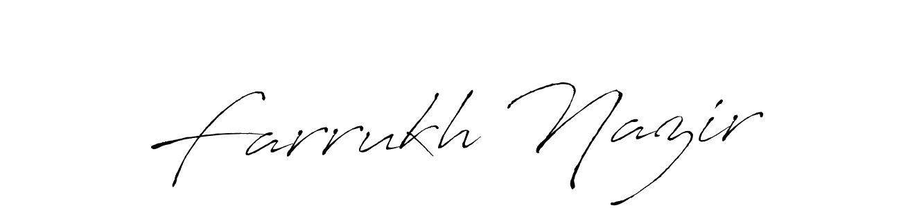 How to make Farrukh Nazir name signature. Use Antro_Vectra style for creating short signs online. This is the latest handwritten sign. Farrukh Nazir signature style 6 images and pictures png