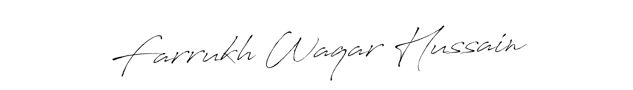 How to make Farrukh Waqar Hussain name signature. Use Antro_Vectra style for creating short signs online. This is the latest handwritten sign. Farrukh Waqar Hussain signature style 6 images and pictures png