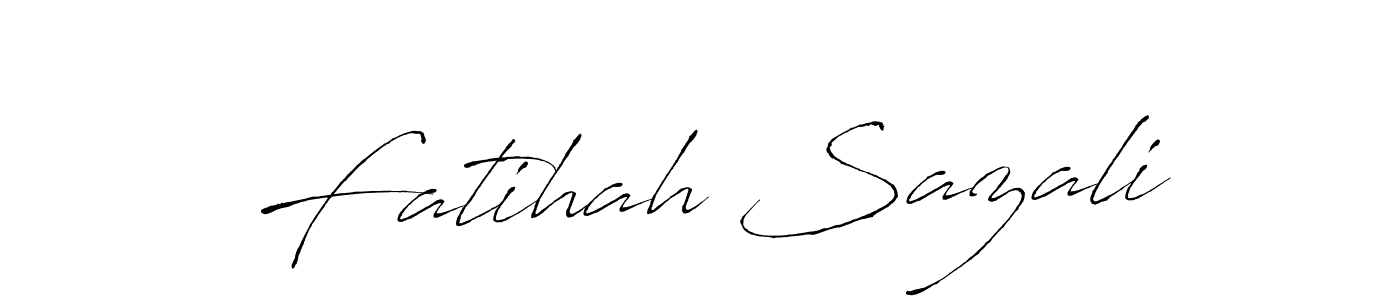 Design your own signature with our free online signature maker. With this signature software, you can create a handwritten (Antro_Vectra) signature for name Fatihah Sazali. Fatihah Sazali signature style 6 images and pictures png