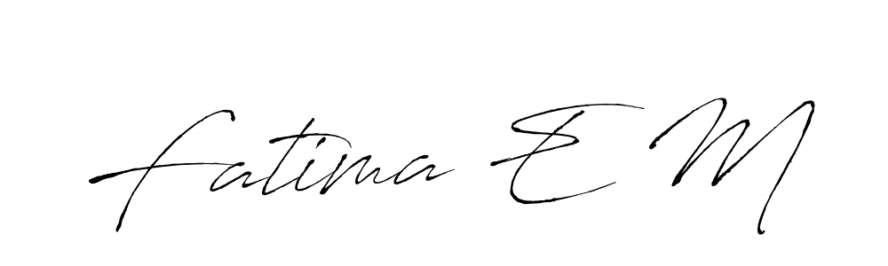 The best way (Antro_Vectra) to make a short signature is to pick only two or three words in your name. The name Fatima E M include a total of six letters. For converting this name. Fatima E M signature style 6 images and pictures png