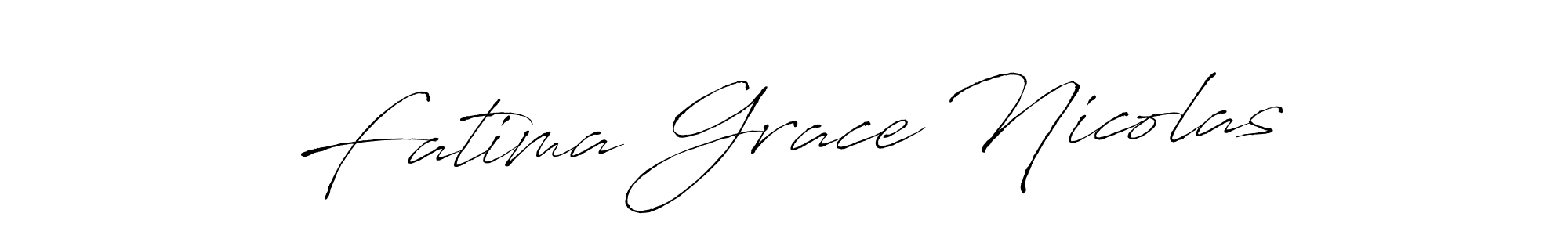 Antro_Vectra is a professional signature style that is perfect for those who want to add a touch of class to their signature. It is also a great choice for those who want to make their signature more unique. Get Fatima Grace Nicolas name to fancy signature for free. Fatima Grace Nicolas signature style 6 images and pictures png