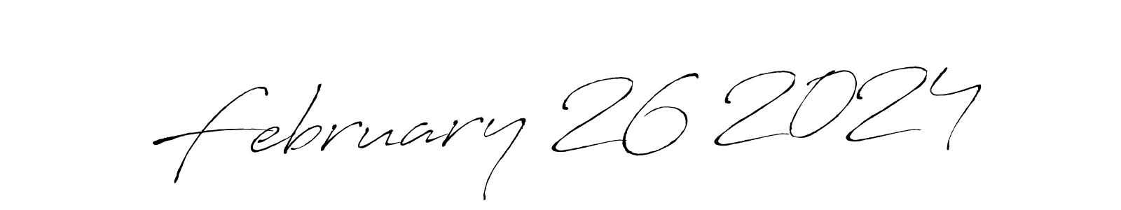 The best way (Antro_Vectra) to make a short signature is to pick only two or three words in your name. The name February 26 2024 include a total of six letters. For converting this name. February 26 2024 signature style 6 images and pictures png