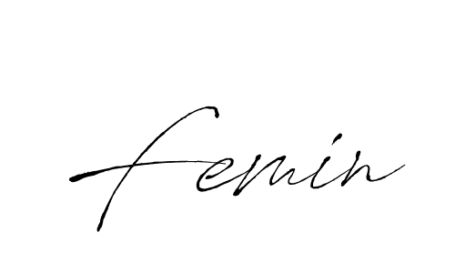 Design your own signature with our free online signature maker. With this signature software, you can create a handwritten (Antro_Vectra) signature for name Femin. Femin signature style 6 images and pictures png