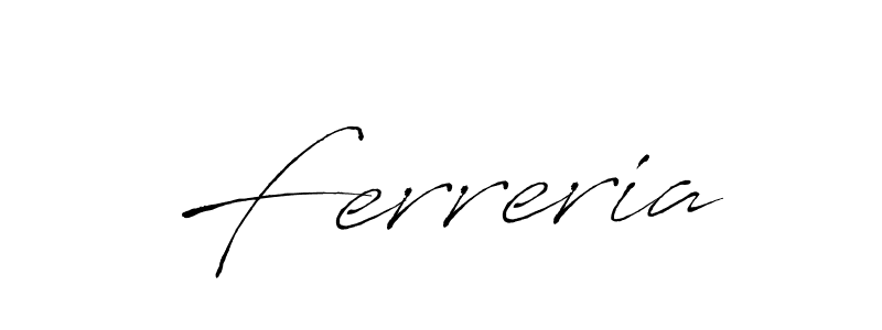 Design your own signature with our free online signature maker. With this signature software, you can create a handwritten (Antro_Vectra) signature for name Ferreria. Ferreria signature style 6 images and pictures png