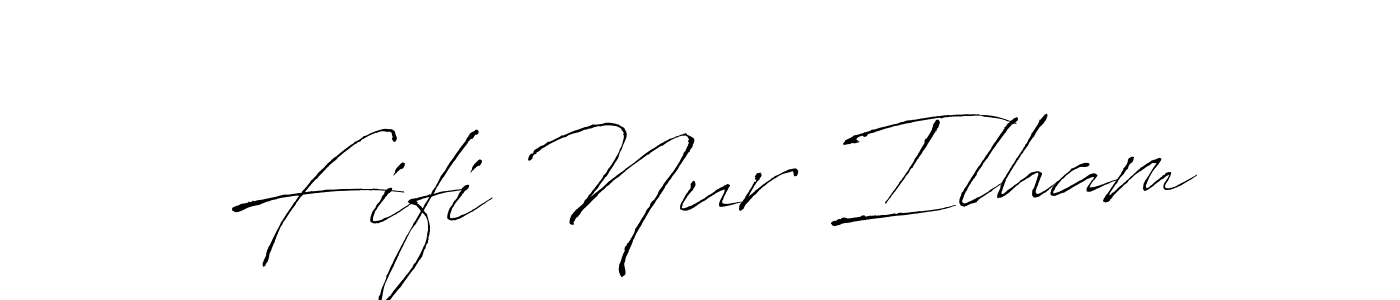 Similarly Antro_Vectra is the best handwritten signature design. Signature creator online .You can use it as an online autograph creator for name Fifi Nur Ilham. Fifi Nur Ilham signature style 6 images and pictures png