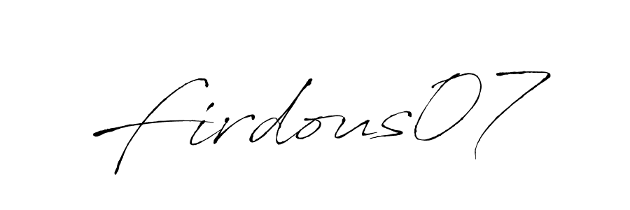 Use a signature maker to create a handwritten signature online. With this signature software, you can design (Antro_Vectra) your own signature for name Firdous07. Firdous07 signature style 6 images and pictures png