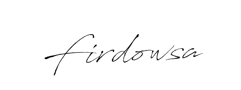 Design your own signature with our free online signature maker. With this signature software, you can create a handwritten (Antro_Vectra) signature for name Firdowsa. Firdowsa signature style 6 images and pictures png