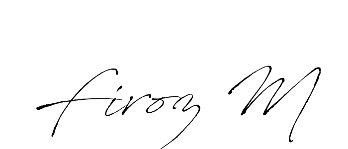 Make a beautiful signature design for name Firoz M. With this signature (Antro_Vectra) style, you can create a handwritten signature for free. Firoz M signature style 6 images and pictures png