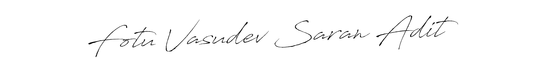 The best way (Antro_Vectra) to make a short signature is to pick only two or three words in your name. The name Fotu Vasudev Saran Adit include a total of six letters. For converting this name. Fotu Vasudev Saran Adit signature style 6 images and pictures png
