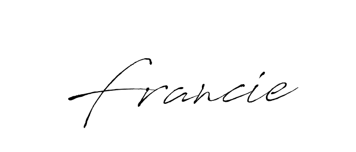 Use a signature maker to create a handwritten signature online. With this signature software, you can design (Antro_Vectra) your own signature for name Francie. Francie signature style 6 images and pictures png