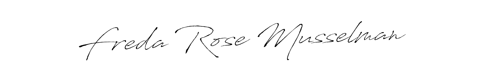 Make a beautiful signature design for name Freda Rose Musselman. With this signature (Antro_Vectra) style, you can create a handwritten signature for free. Freda Rose Musselman signature style 6 images and pictures png